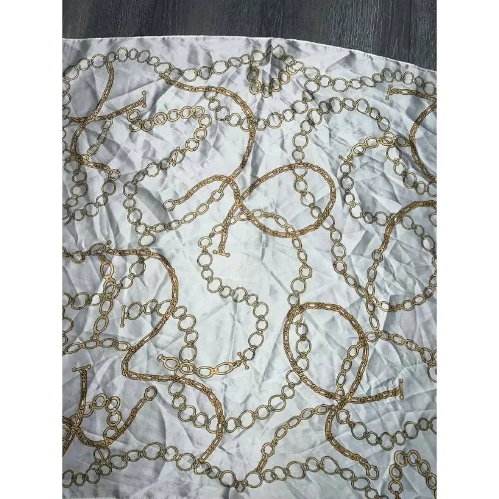 Women's Silk Feel Scarf chains White A006968